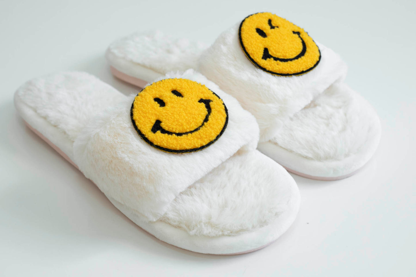 Happy Face Peep Toe Slippers