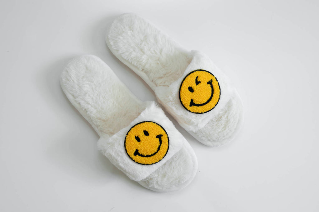 Happy Face Peep Toe Slippers