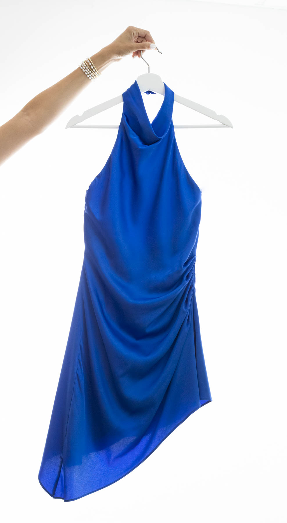 DB Womens Paradise Blue Asymmetrical Halter Neck Dress