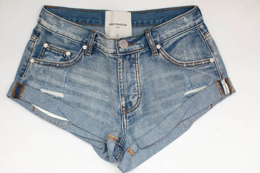 Hendrixe Bandits Low Waist Denim Shorts - One Teaspoon