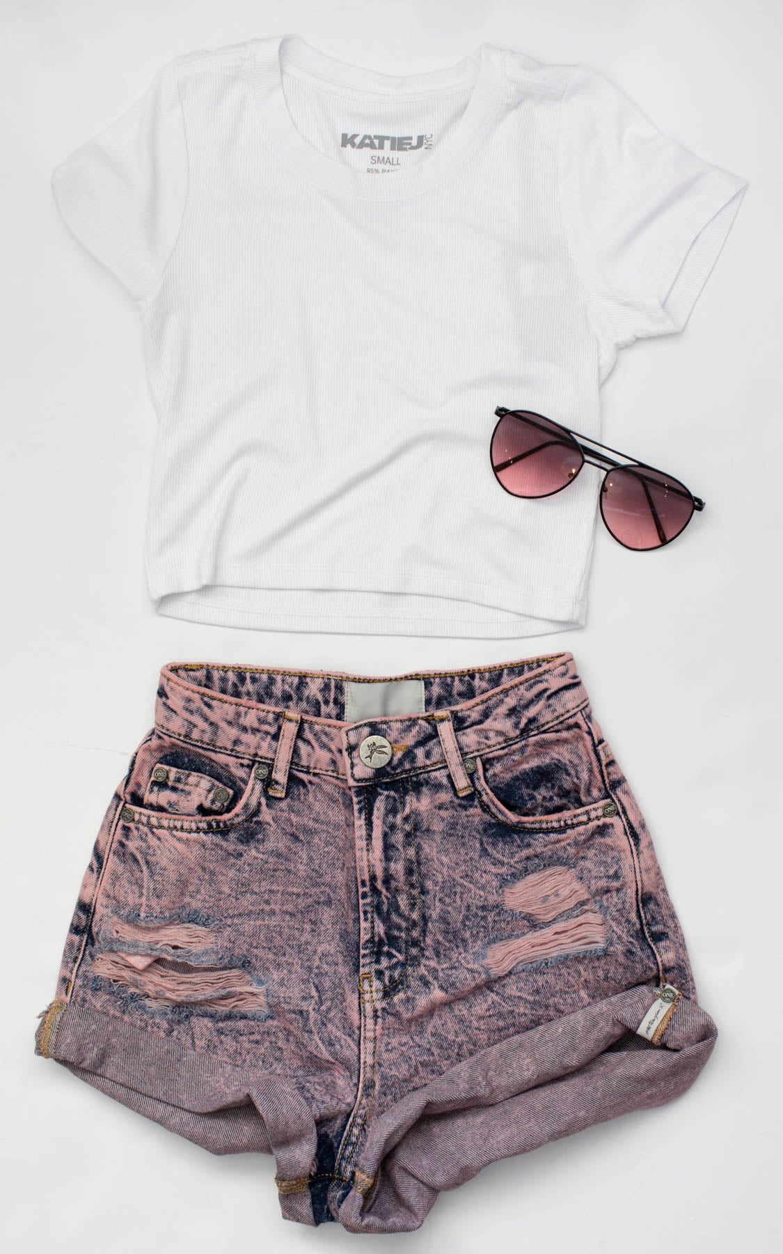 Pink Pistol Bandits High Waist Denim Shorts - ONE TEASPOON