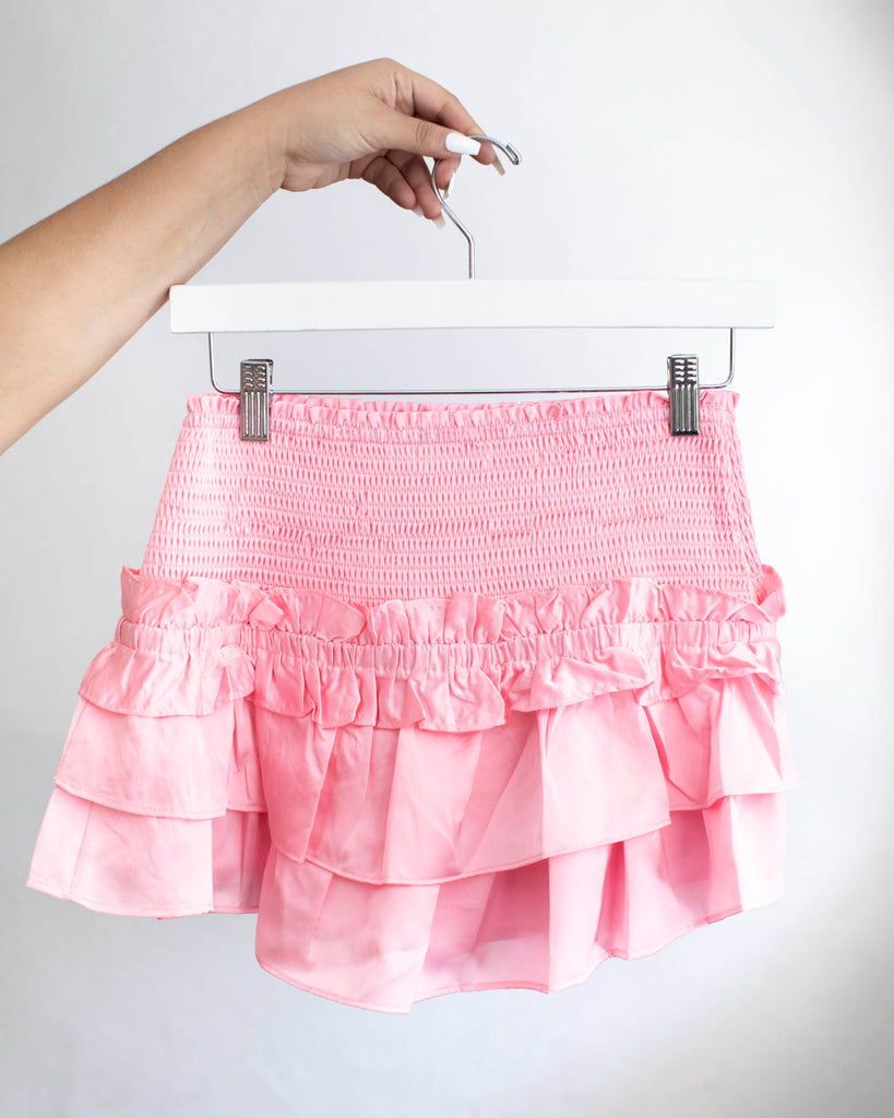Smocked Waist Ruffle Micro Skirt - DM