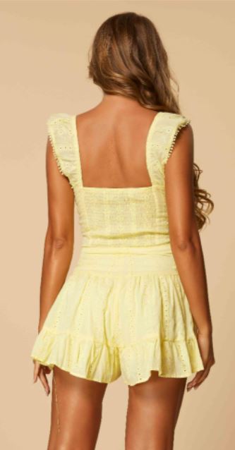 Sleeveless Solid V-Neck Lace Romper